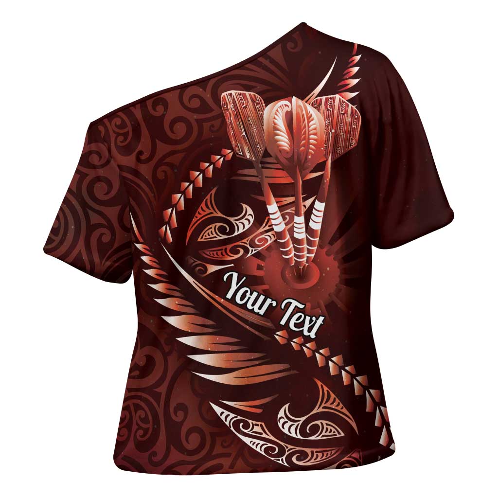 Personalised All Red New Zealand Darts Cross Shoulder Shirt Aoteroa Fern Maori Galaxy Style - Aussie Hoodie
