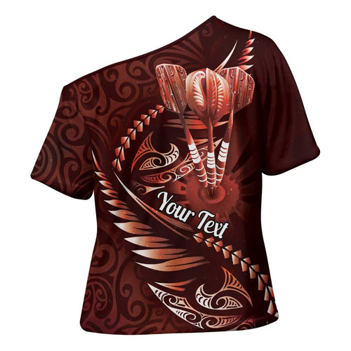 Personalised All Red New Zealand Darts Cross Shoulder Shirt Aoteroa Fern Maori Galaxy Style - Aussie Hoodie