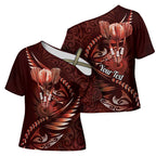 Personalised All Red New Zealand Darts Cross Shoulder Shirt Aoteroa Fern Maori Galaxy Style - Aussie Hoodie