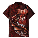 Personalised All Red New Zealand Darts Family Matching Mermaid Dress and Hawaiian Shirt Aoteroa Fern Maori Galaxy Style