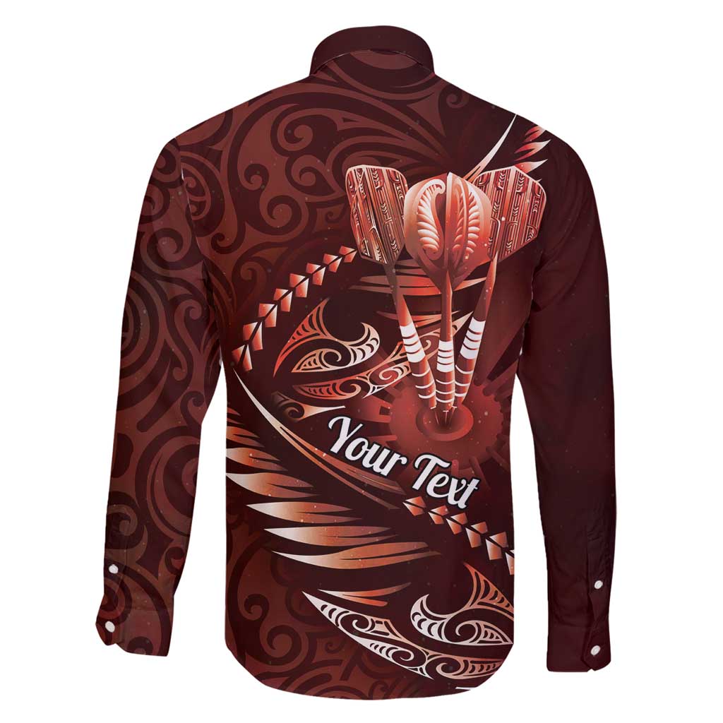 Personalised All Red New Zealand Darts Family Matching Off Shoulder Maxi Dress and Hawaiian Shirt Aoteroa Fern Maori Galaxy Style