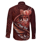 Personalised All Red New Zealand Darts Family Matching Off Shoulder Maxi Dress and Hawaiian Shirt Aoteroa Fern Maori Galaxy Style