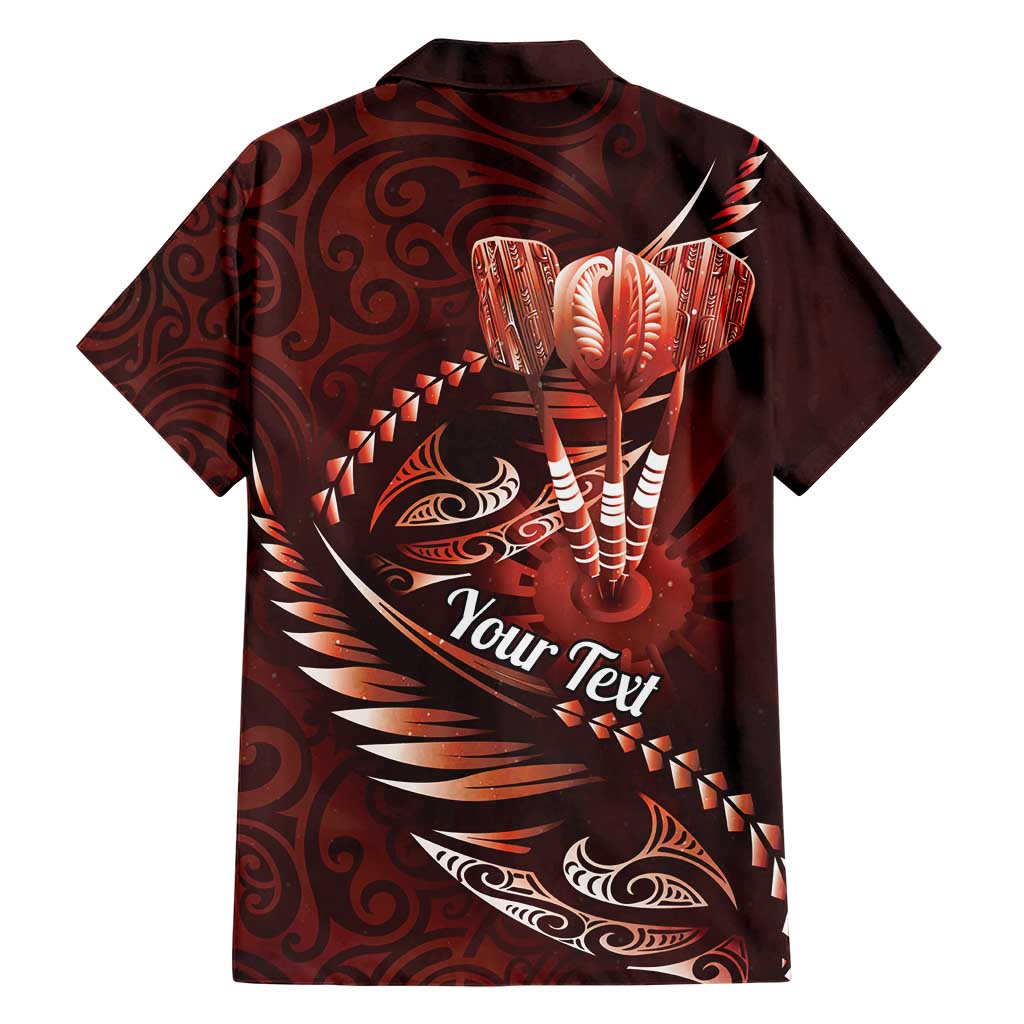 Personalised All Red New Zealand Darts Family Matching Short Sleeve Bodycon Dress and Hawaiian Shirt Aoteroa Fern Maori Galaxy Style