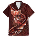 Personalised All Red New Zealand Darts Family Matching Summer Maxi Dress and Hawaiian Shirt Aoteroa Fern Maori Galaxy Style