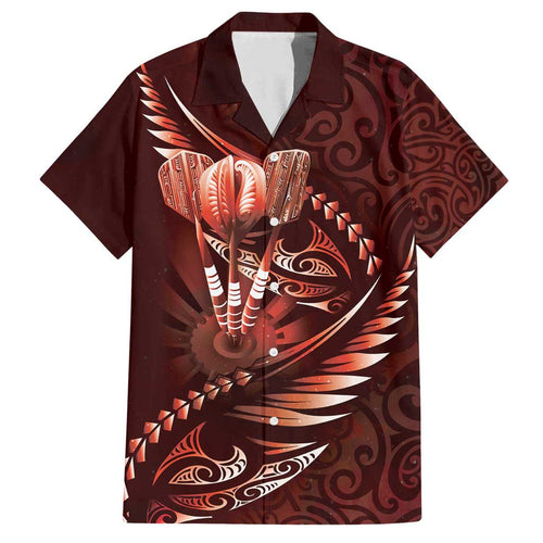 Personalised All Red New Zealand Darts Family Matching Summer Maxi Dress and Hawaiian Shirt Aoteroa Fern Maori Galaxy Style