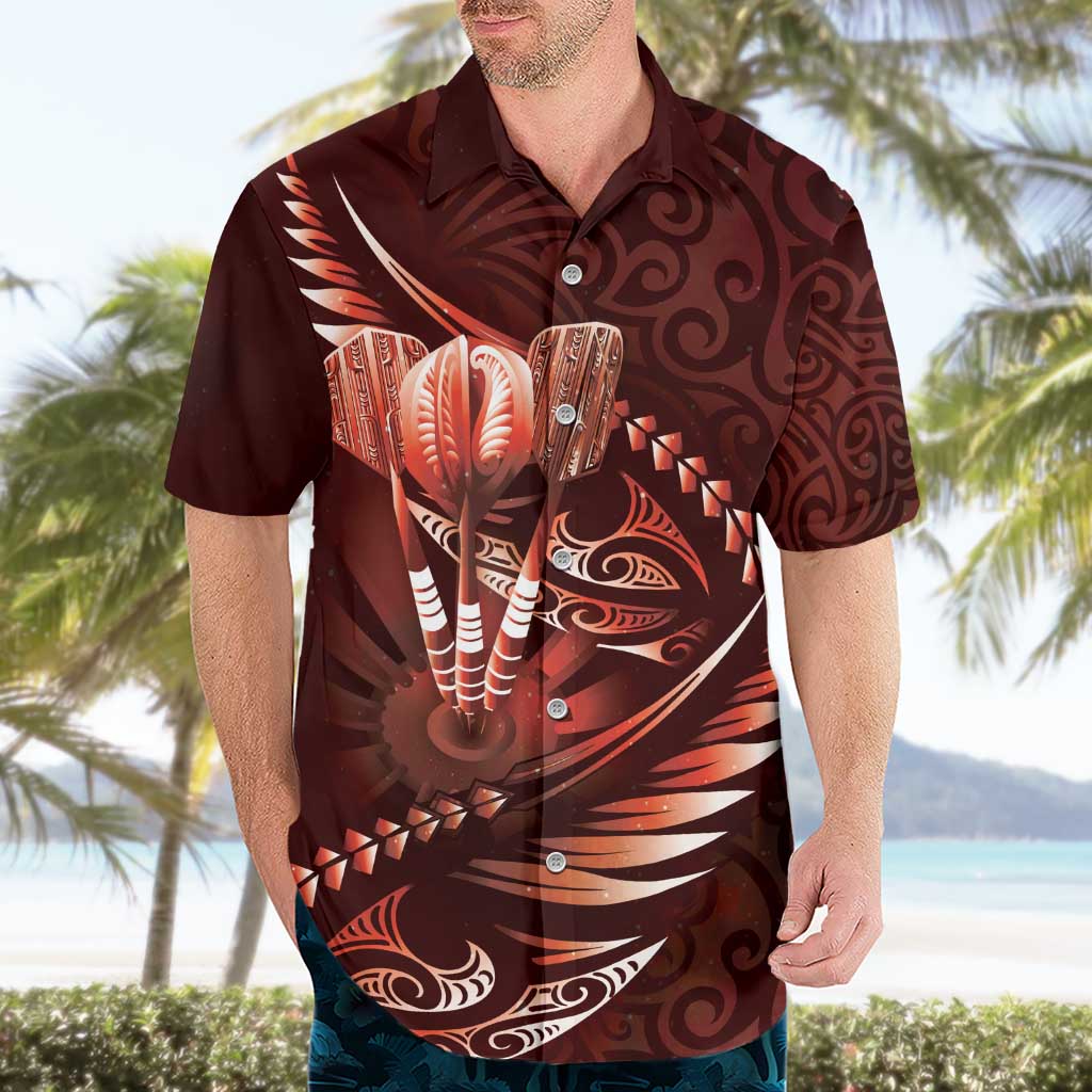 Personalised All Red New Zealand Darts Hawaiian Shirt Aoteroa Fern Maori Galaxy Style