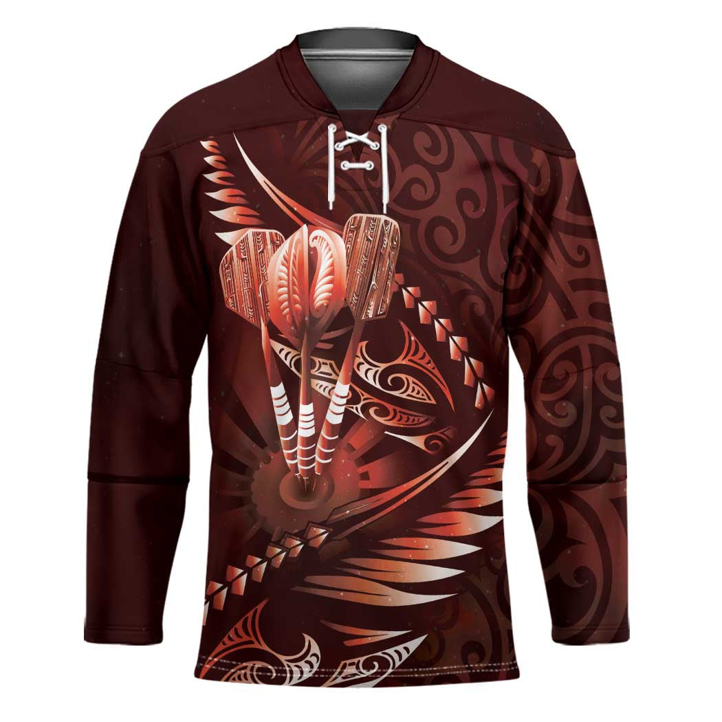 Personalised All Red New Zealand Darts Hockey Jersey Aoteroa Fern Maori Galaxy Style - Aussie Hoodie