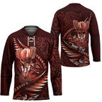 Personalised All Red New Zealand Darts Hockey Jersey Aoteroa Fern Maori Galaxy Style - Aussie Hoodie