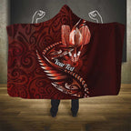 Personalised All Red New Zealand Darts Hooded Blanket Aoteroa Fern Maori Galaxy Style