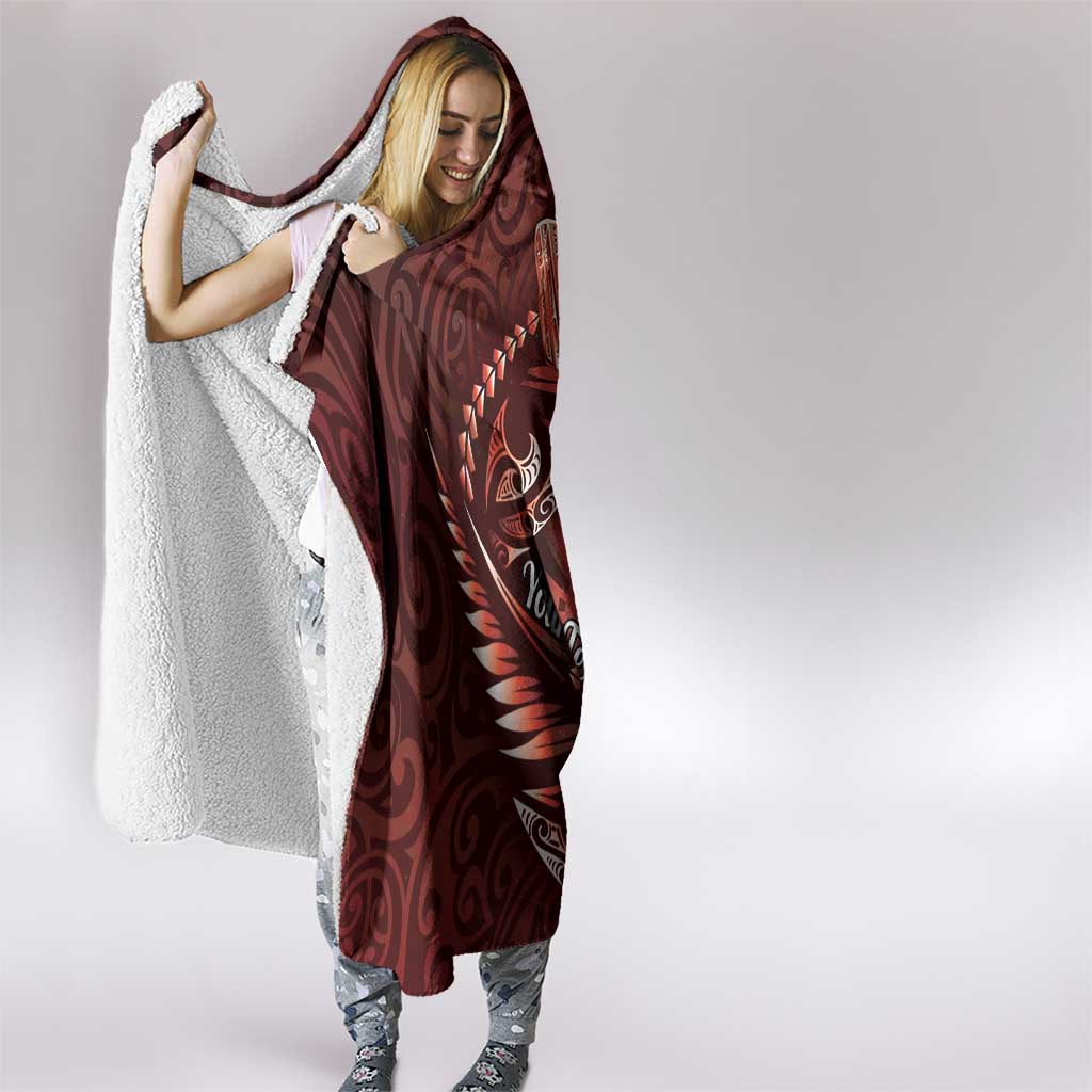 Personalised All Red New Zealand Darts Hooded Blanket Aoteroa Fern Maori Galaxy Style