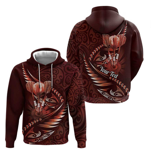 Personalised All Red New Zealand Darts Hoodie Aoteroa Fern Maori Galaxy Style