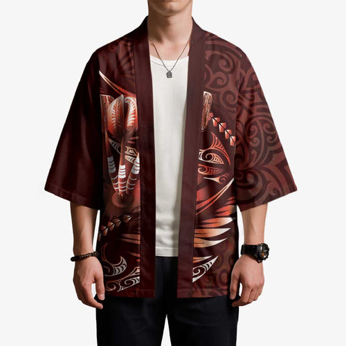 Personalised All Red New Zealand Darts Kimono Aoteroa Fern Maori Galaxy Style - Aussie Hoodie