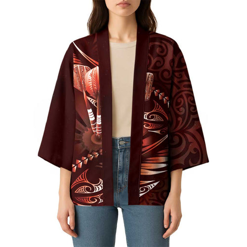 Personalised All Red New Zealand Darts Kimono Aoteroa Fern Maori Galaxy Style - Aussie Hoodie
