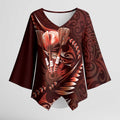 Personalised All Red New Zealand Darts Kimono Sleeve Blouse Aoteroa Fern Maori Galaxy Style - Aussie Hoodie