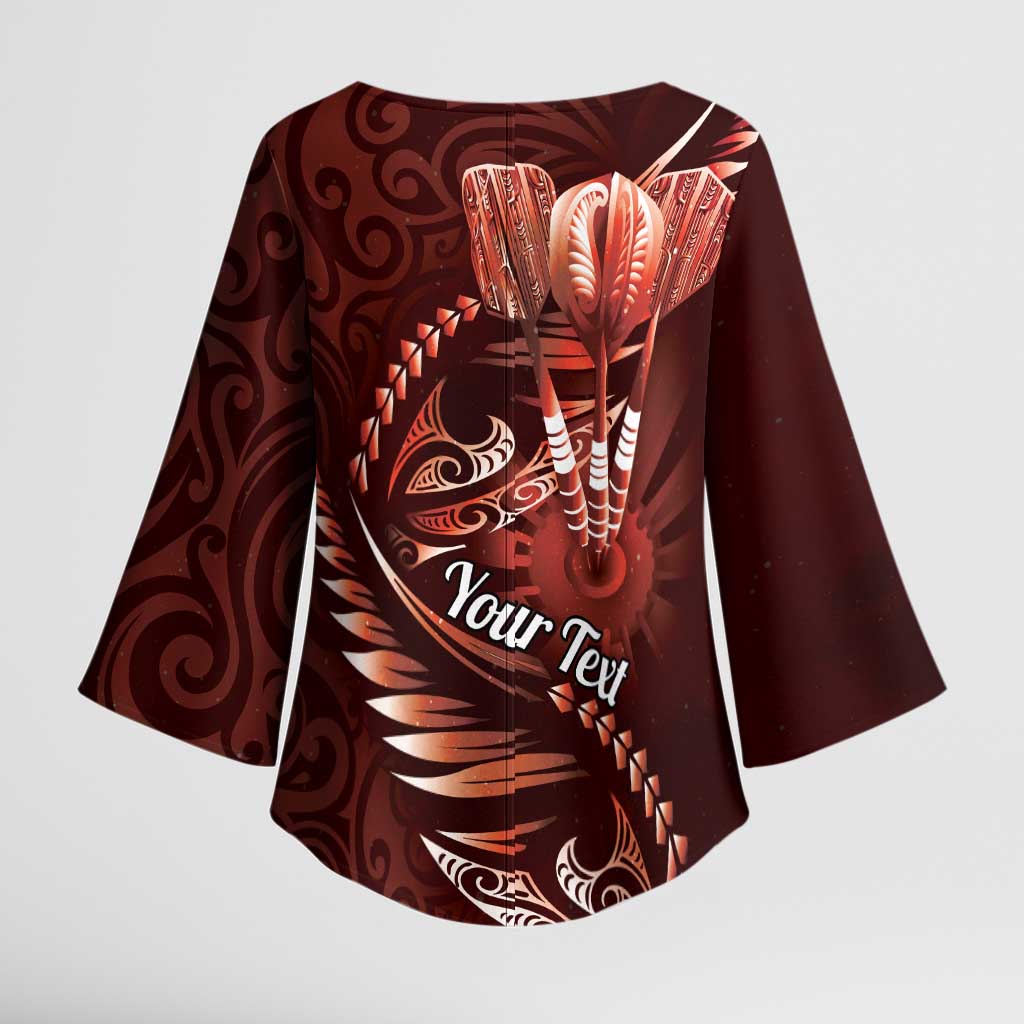 Personalised All Red New Zealand Darts Kimono Sleeve Blouse Aoteroa Fern Maori Galaxy Style - Aussie Hoodie