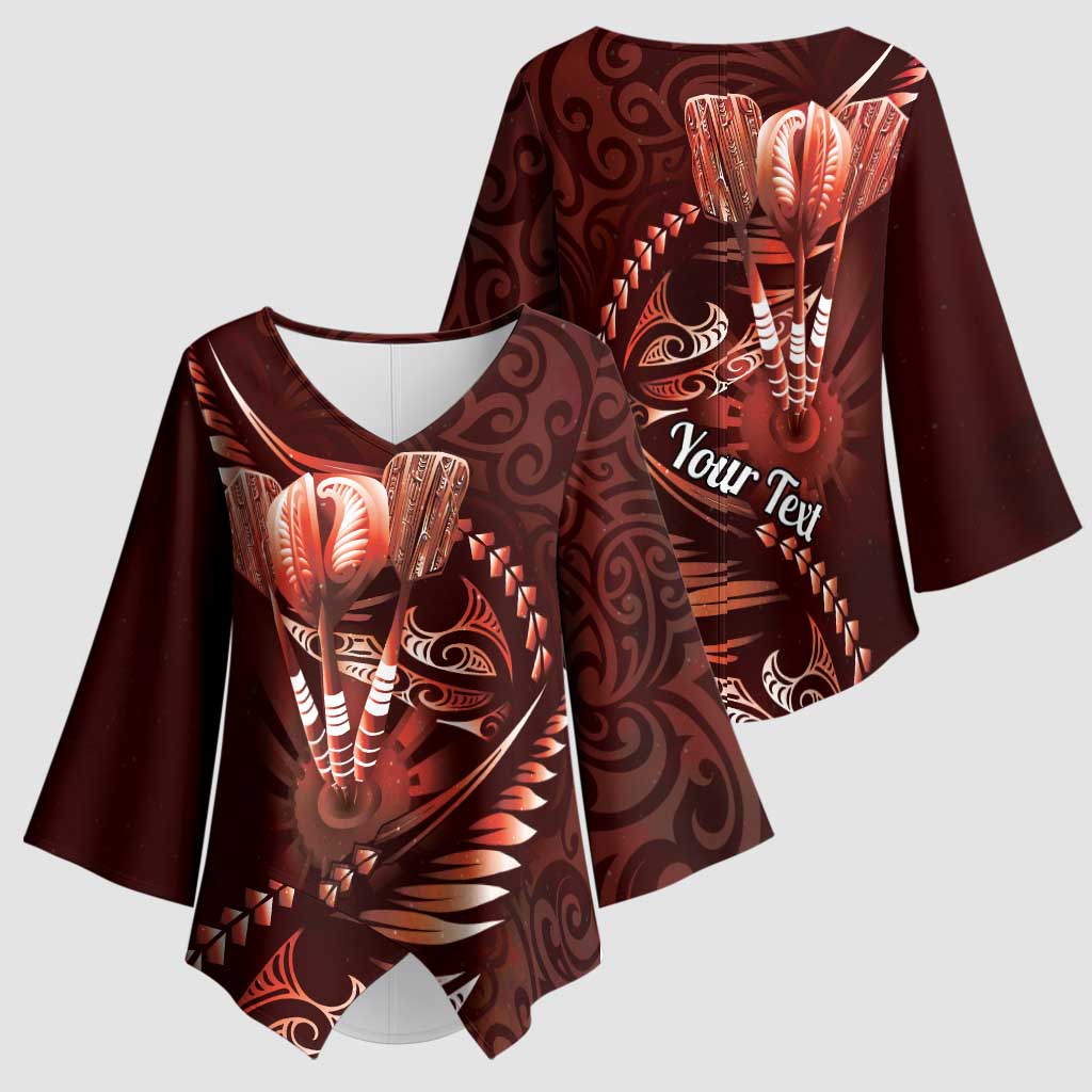 Personalised All Red New Zealand Darts Kimono Sleeve Blouse Aoteroa Fern Maori Galaxy Style - Aussie Hoodie