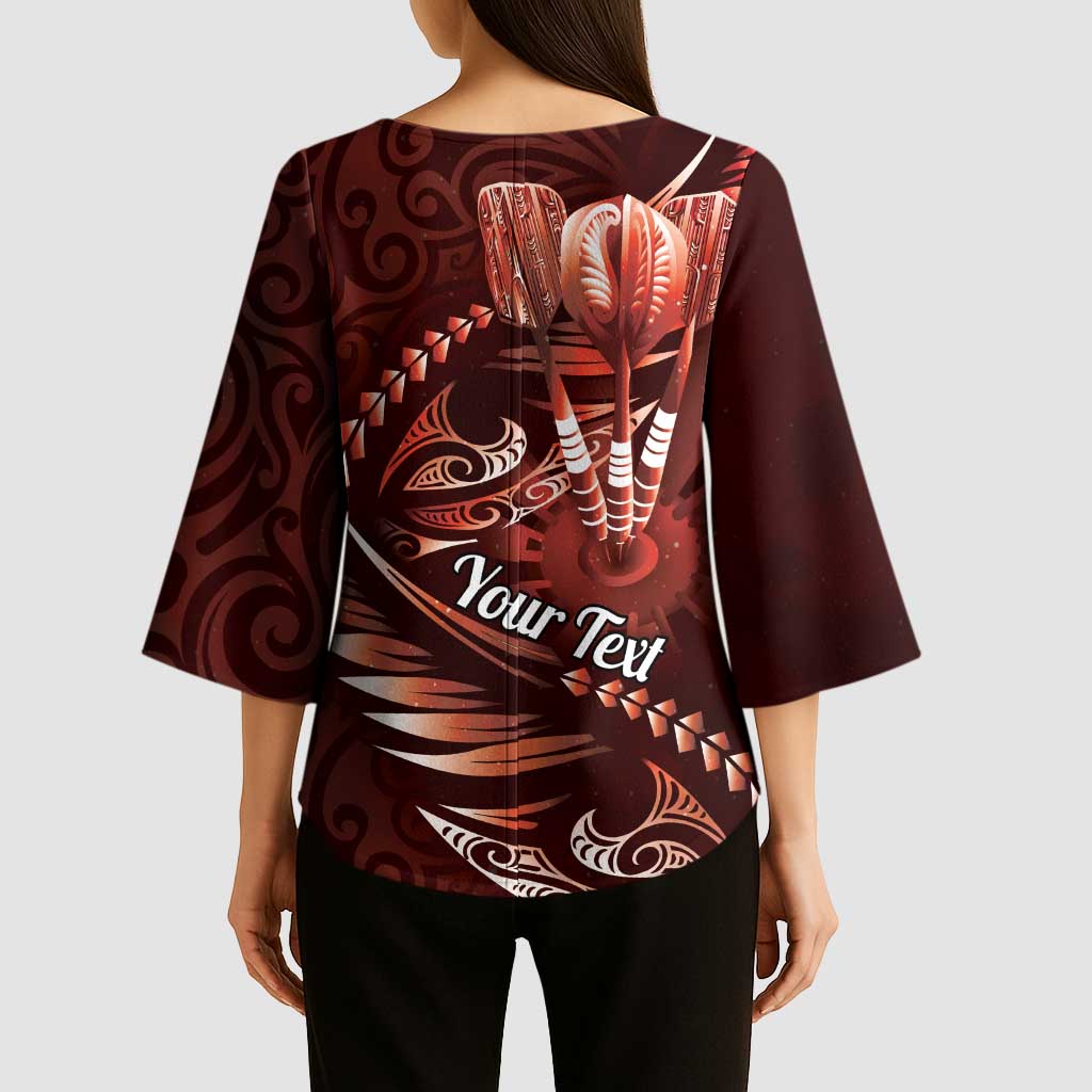 Personalised All Red New Zealand Darts Kimono Sleeve Blouse Aoteroa Fern Maori Galaxy Style - Aussie Hoodie