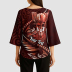 Personalised All Red New Zealand Darts Kimono Sleeve Blouse Aoteroa Fern Maori Galaxy Style - Aussie Hoodie