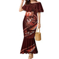 Personalised All Red New Zealand Darts Mermaid Dress Aoteroa Fern Maori Galaxy Style