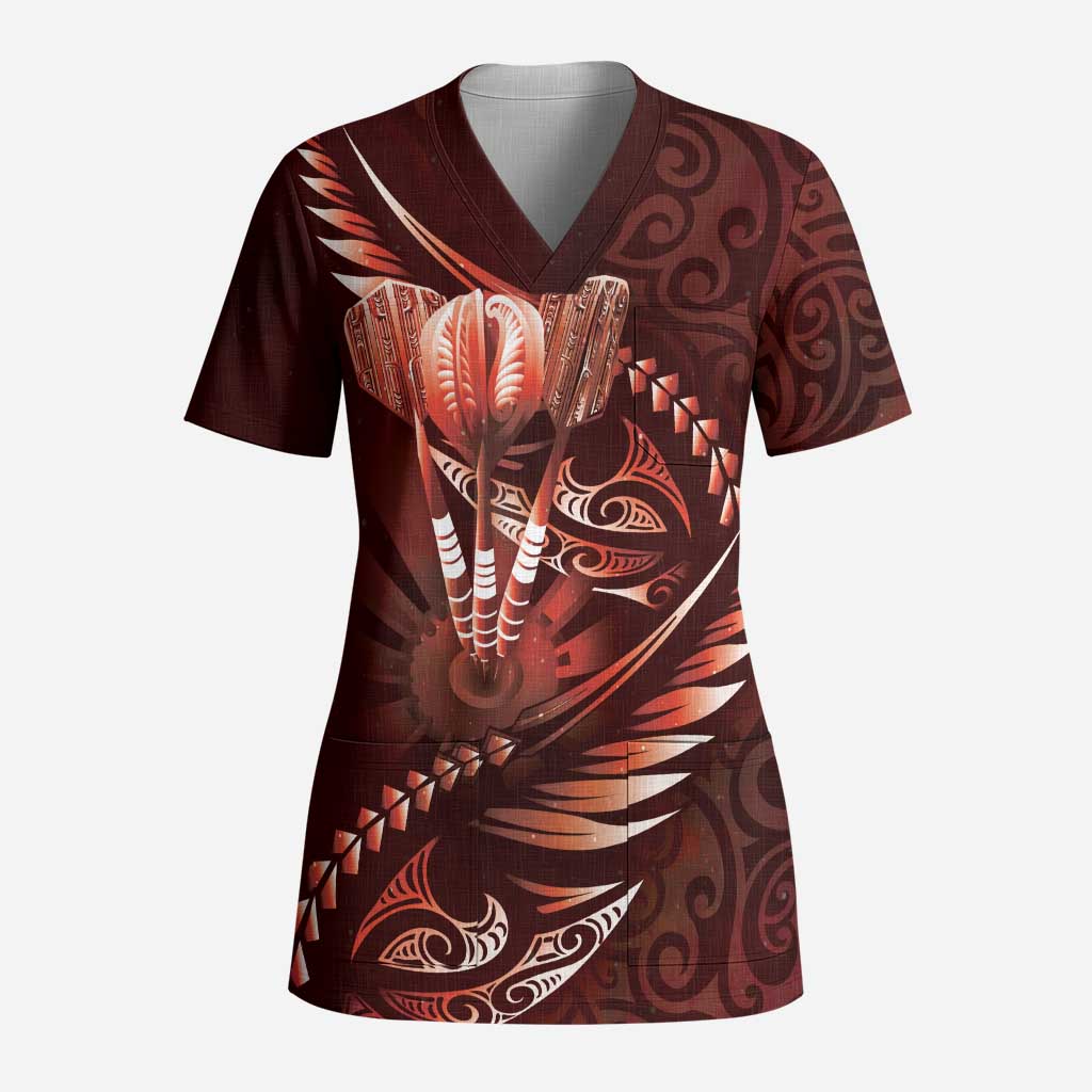 Personalised All Red New Zealand Darts Scrub Top Aoteroa Fern Maori Galaxy Style - Aussie Hoodie