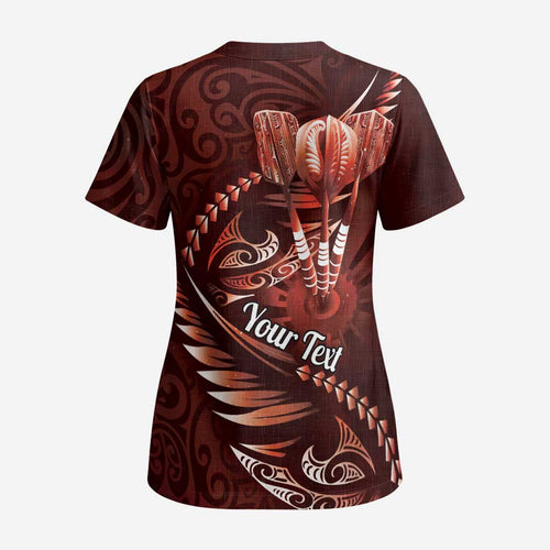 Personalised All Red New Zealand Darts Scrub Top Aoteroa Fern Maori Galaxy Style - Aussie Hoodie