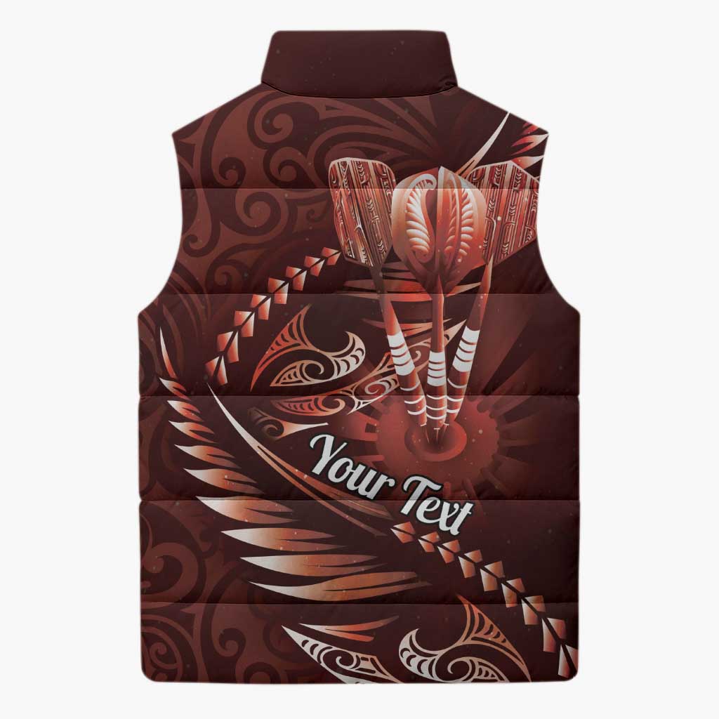 Personalised All Red New Zealand Darts Sleeveless Puffer Jacket Aoteroa Fern Maori Galaxy Style - Aussie Hoodie