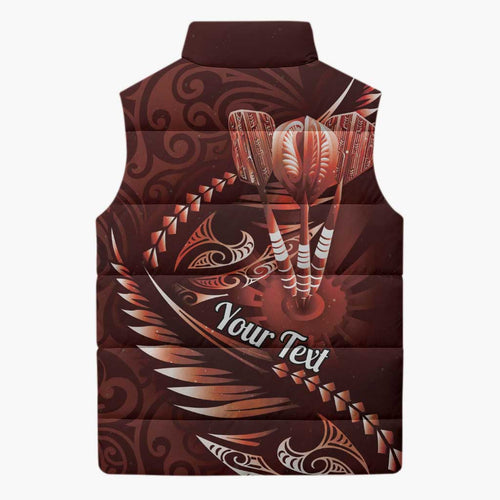 Personalised All Red New Zealand Darts Sleeveless Puffer Jacket Aoteroa Fern Maori Galaxy Style - Aussie Hoodie
