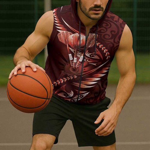 Personalised All Red New Zealand Darts Sleeveless Zip Hoodie Aoteroa Fern Maori Galaxy Style LT14