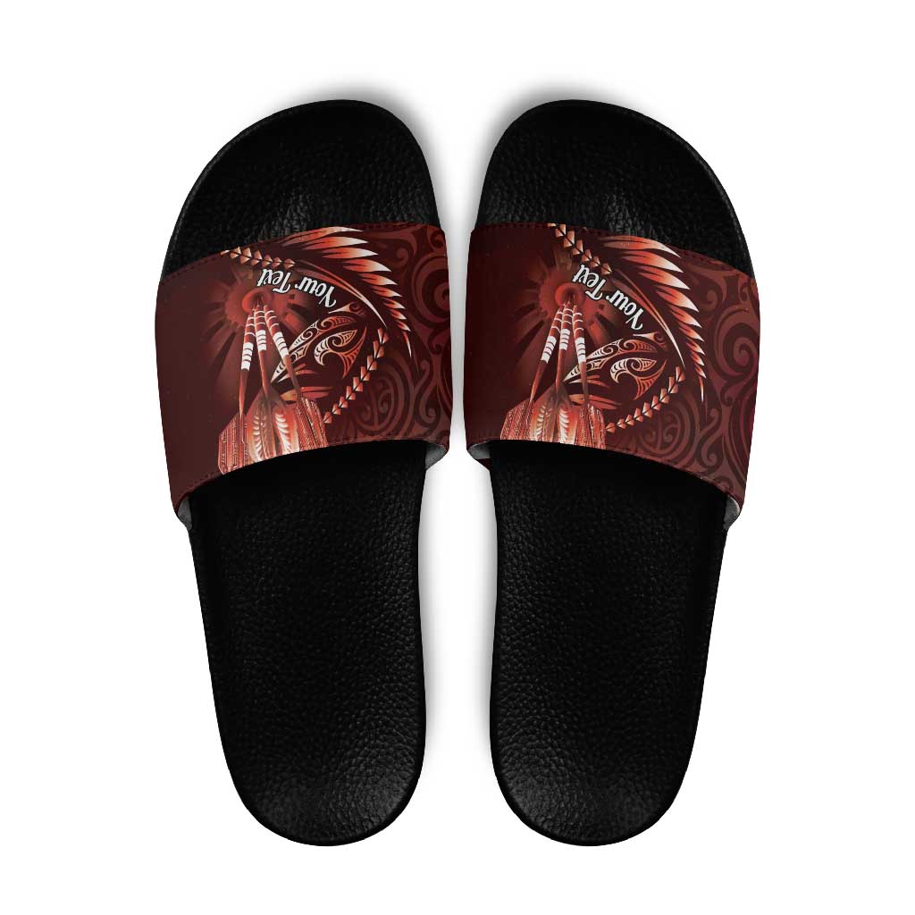 Personalised All Red New Zealand Darts Slide Sandals Aoteroa Fern Maori Galaxy Style - Aussie Hoodie