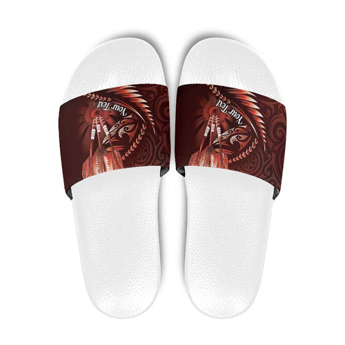 Personalised All Red New Zealand Darts Slide Sandals Aoteroa Fern Maori Galaxy Style - Aussie Hoodie