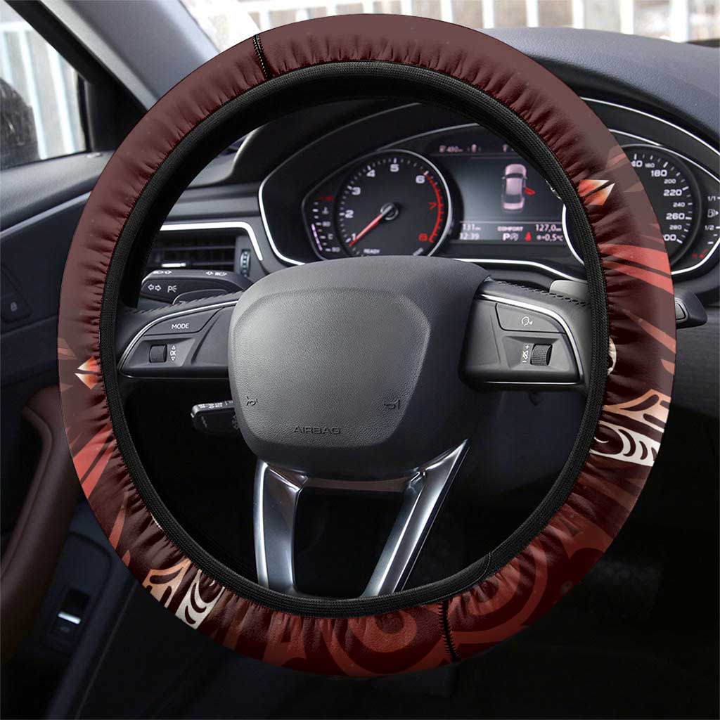 All Red New Zealand Darts Steering Wheel Cover Aoteroa Fern Maori Galaxy Style