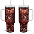 All Red New Zealand Darts Tumbler With Handle Aoteroa Fern Maori Galaxy Style