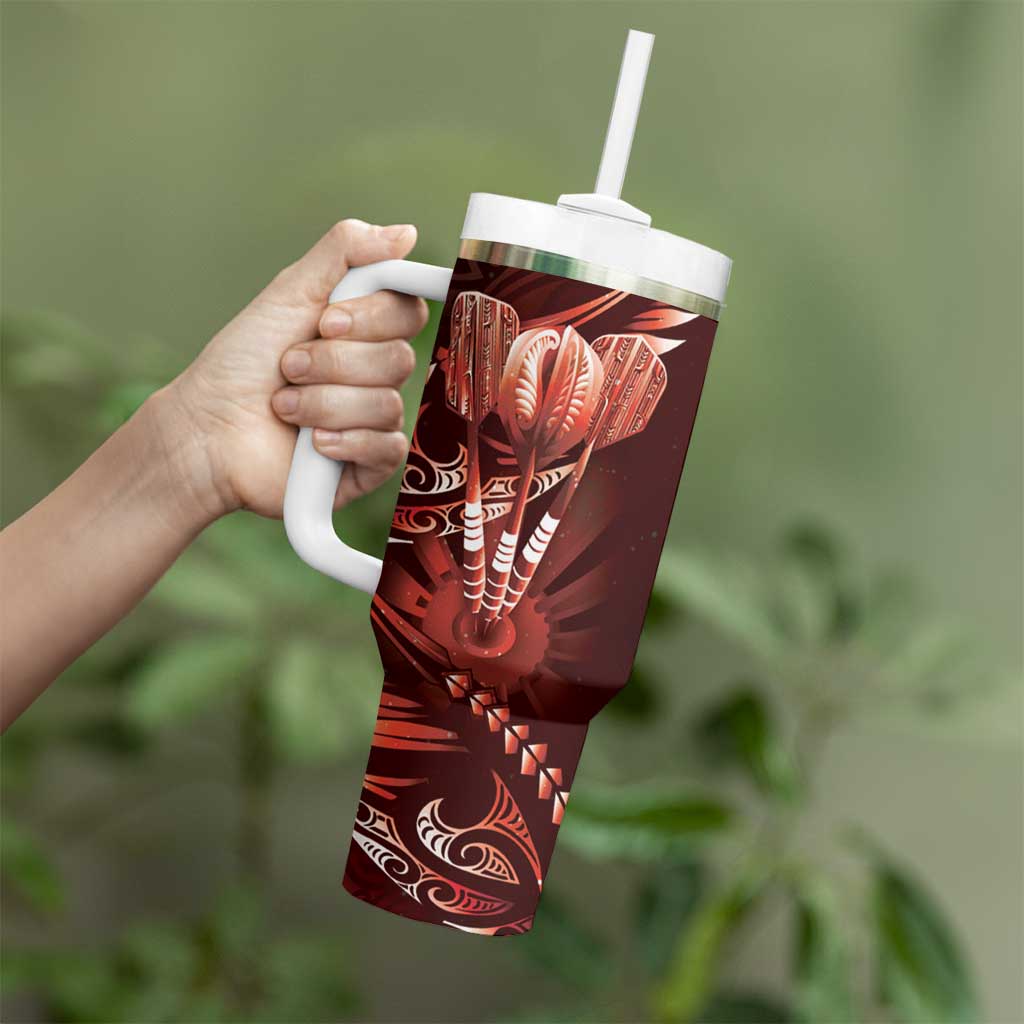 All Red New Zealand Darts Tumbler With Handle Aoteroa Fern Maori Galaxy Style