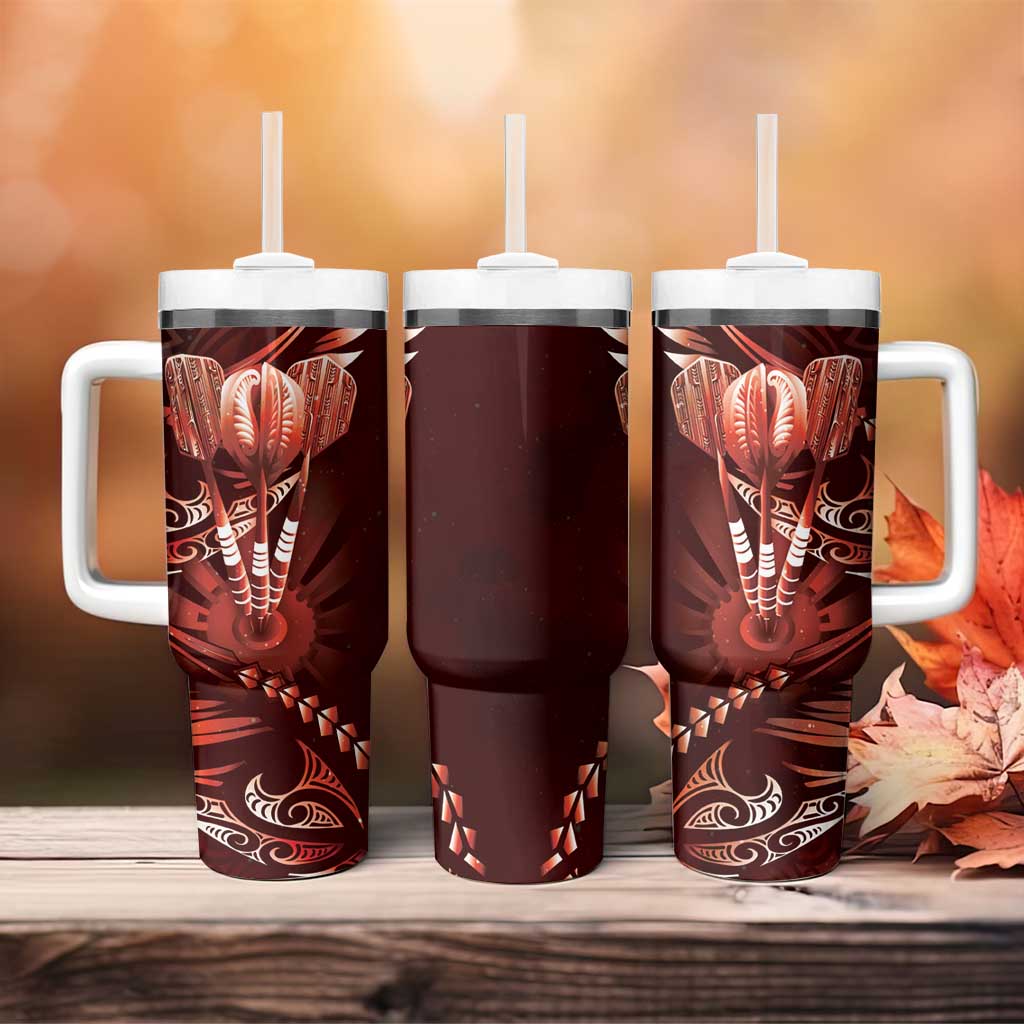 All Red New Zealand Darts Tumbler With Handle Aoteroa Fern Maori Galaxy Style