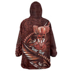 Personalised All Red New Zealand Darts Wearable Blanket Hoodie Aoteroa Fern Maori Galaxy Style