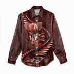 Personalised All Red New Zealand Darts Women Casual Shirt Aoteroa Fern Maori Galaxy Style