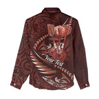 Personalised All Red New Zealand Darts Women Casual Shirt Aoteroa Fern Maori Galaxy Style