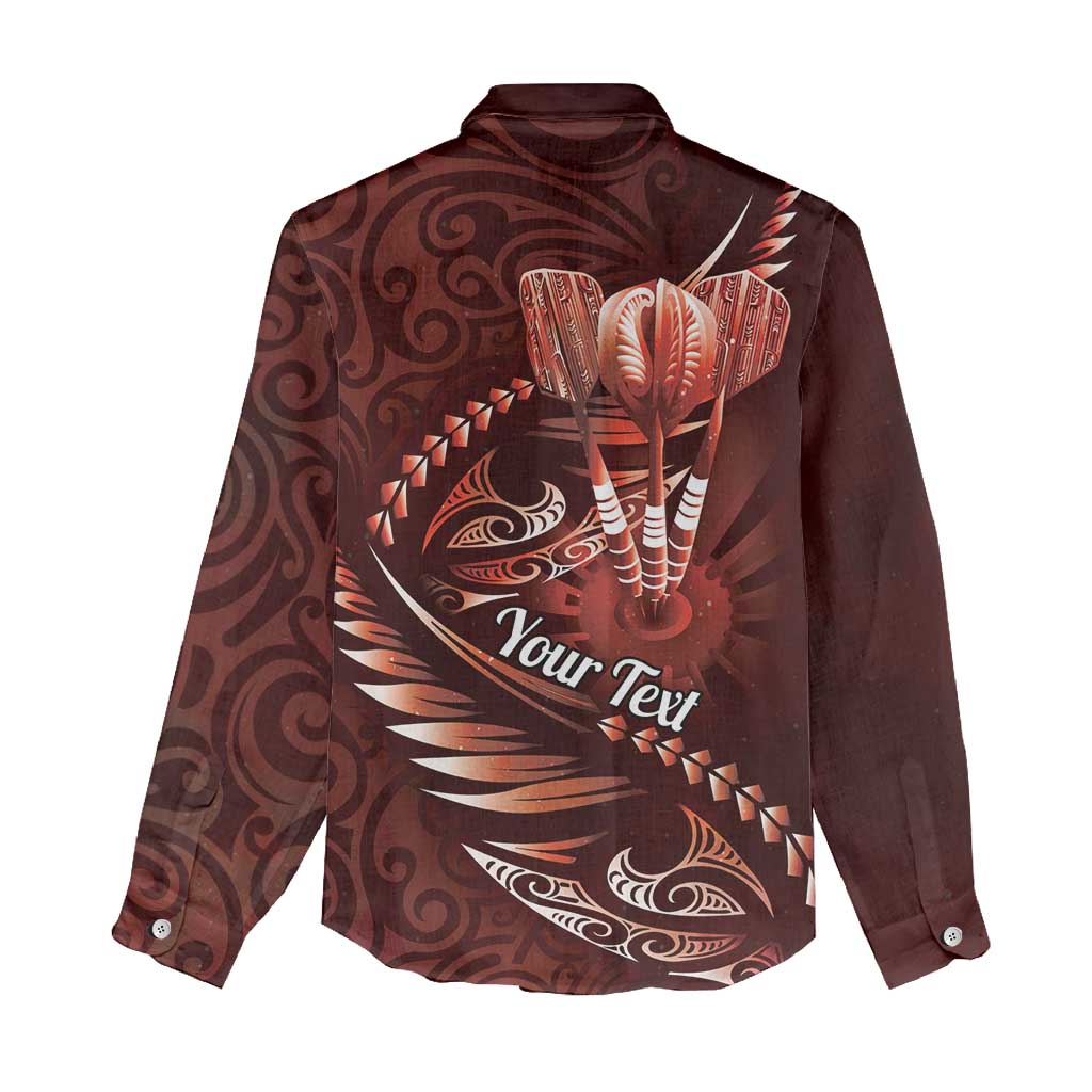 Personalised All Red New Zealand Darts Women Casual Shirt Aoteroa Fern Maori Galaxy Style