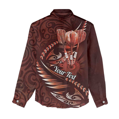 Personalised All Red New Zealand Darts Women Casual Shirt Aoteroa Fern Maori Galaxy Style