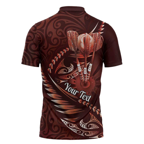 Personalised All Red New Zealand Darts Zipper Polo Shirt Aoteroa Fern Maori Galaxy Style - Aussie Hoodie