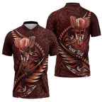Personalised All Red New Zealand Darts Zipper Polo Shirt Aoteroa Fern Maori Galaxy Style - Aussie Hoodie