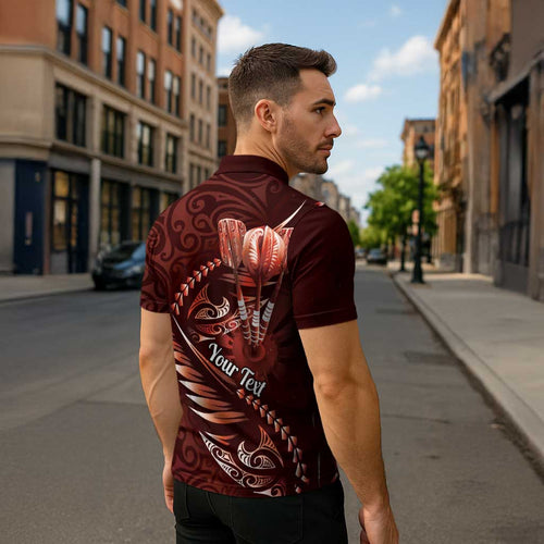 Personalised All Red New Zealand Darts Zipper Polo Shirt Aoteroa Fern Maori Galaxy Style - Aussie Hoodie
