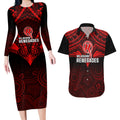 melbourne-renegades-cricket-couples-matching-long-sleeve-bodycon-dress-and-hawaiian-shirt-2023-unique-indigenous-art-mix-polynesian-pattern