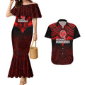 melbourne-renegades-cricket-couples-matching-mermaid-dress-and-hawaiian-shirt-2023-unique-indigenous-art-mix-polynesian-pattern