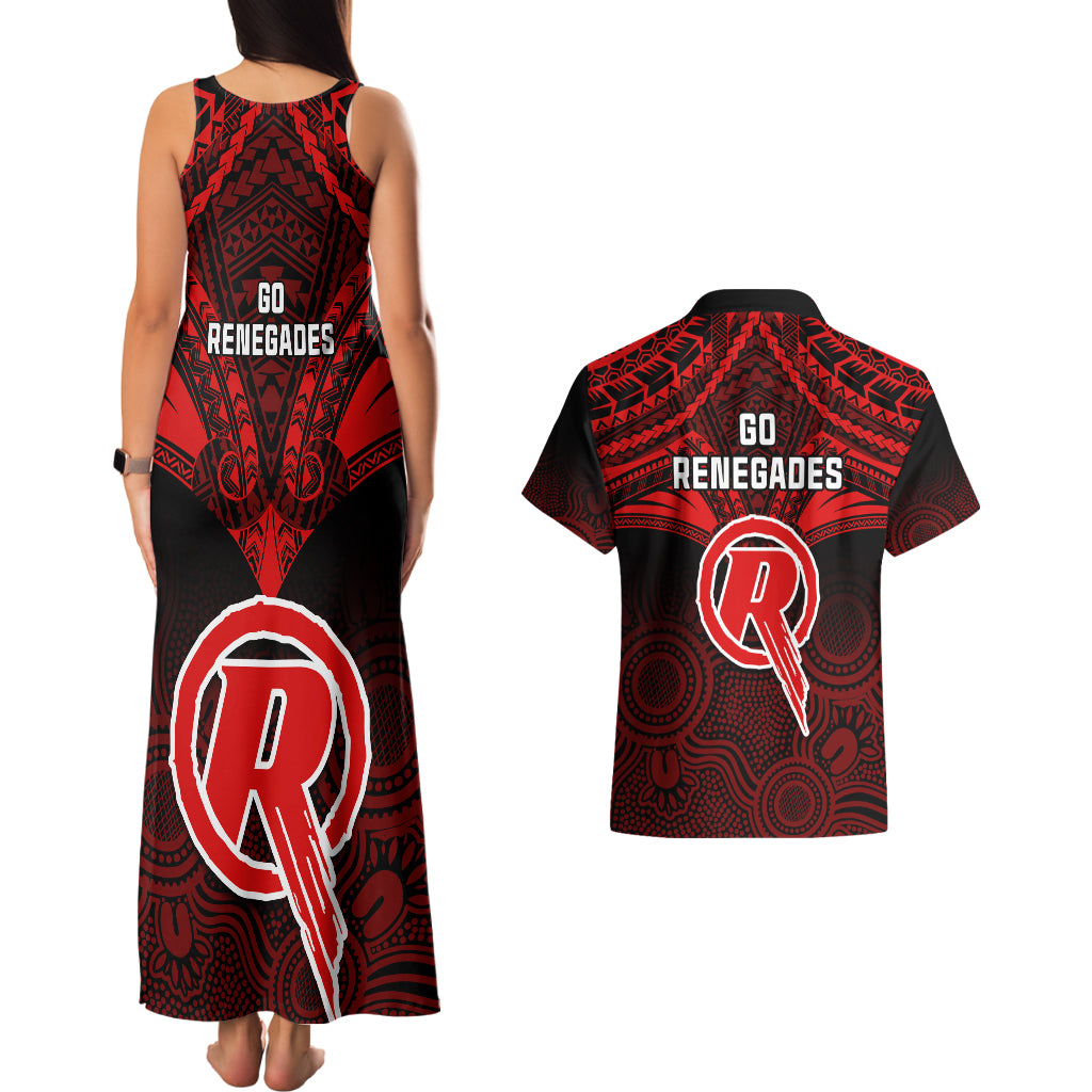 melbourne-renegades-cricket-couples-matching-tank-maxi-dress-and-hawaiian-shirt-2023-unique-indigenous-art-mix-polynesian-pattern