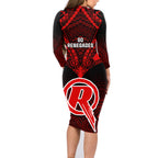 melbourne-renegades-cricket-family-matching-long-sleeve-bodycon-dress-and-hawaiian-shirt-2023-unique-indigenous-art-mix-polynesian-pattern