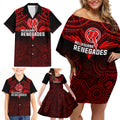 Melbourne Renegades Cricket Family Matching Off Shoulder Short Dress and Hawaiian Shirt 2023 Unique Indigenous Art Mix Polynesian Pattern LT14