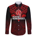 Melbourne Renegades Cricket Family Matching Off Shoulder Short Dress and Hawaiian Shirt 2023 Unique Indigenous Art Mix Polynesian Pattern LT14