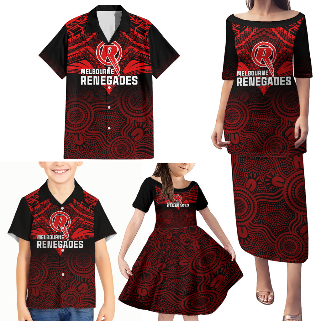 melbourne-renegades-cricket-family-matching-puletasi-dress-and-hawaiian-shirt-2023-unique-indigenous-art-mix-polynesian-pattern