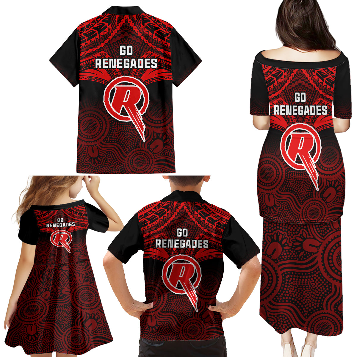 melbourne-renegades-cricket-family-matching-puletasi-dress-and-hawaiian-shirt-2023-unique-indigenous-art-mix-polynesian-pattern